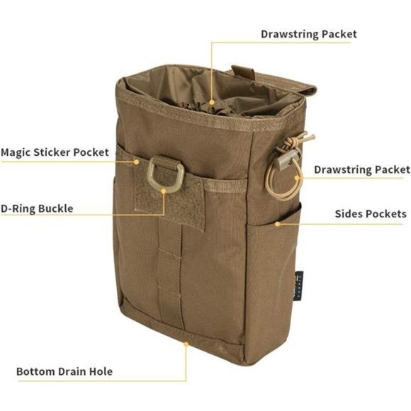 Molle Dump Pouch Drawstring Magazine Utility Pouch Folding Dump Pouch Waist Bag - Picture 2 of 6